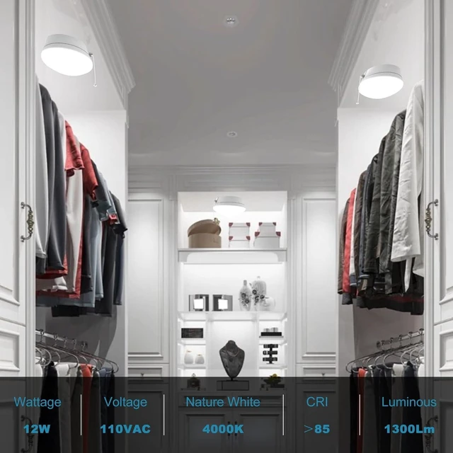 Alt view image 6 of 7 - Lightdot 2 Pack 7 Modern LED Ceiling Light with Pull Chain 12W 4000K, 1300lm, 125W E26 Bulb Replacement, Energy Saving Flush Mount Lighting for Closets/Bedroom/Corridor