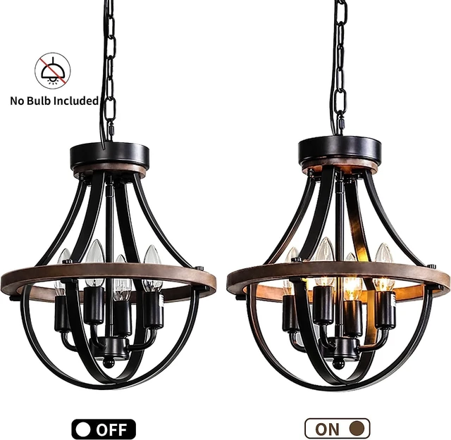 Alt view image 6 of 7 - Farmhouse Chandelier, Modern Hanging Pendant Lighting, 4-Light Rustic Ceiling Light Fixture, Vintage Chandelier for Hallway Foyer Dining Room Entryway Kitchen Island Bedroom