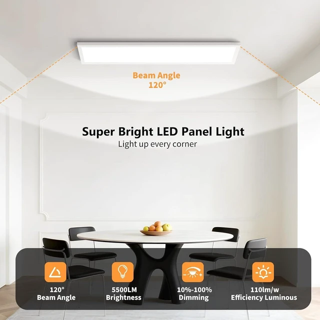 Alt view image 2 of 7 - AIKVSXER 4Pack 1x4 LED Flat Panel Light, 50W Surface Mount Ceiling Fixture