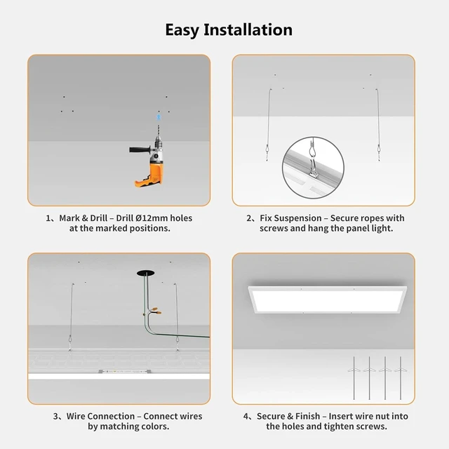 Alt view image 5 of 7 - AIKVSXER 4Pack 1x4 LED Flat Panel Light, 50W Surface Mount Ceiling Fixture