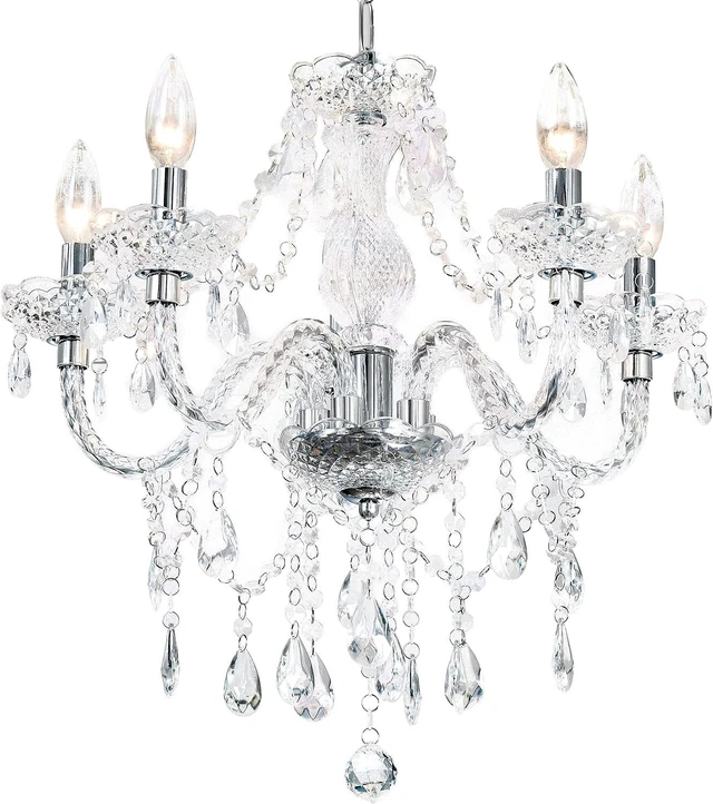 Main image of Acrylic Crystal Clear Chandelier 5-Light Pendant Ceiling Lighting Fixture