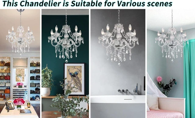 Alt view image 6 of 7 - Acrylic Crystal Clear Chandelier 5-Light Pendant Ceiling Lighting Fixture