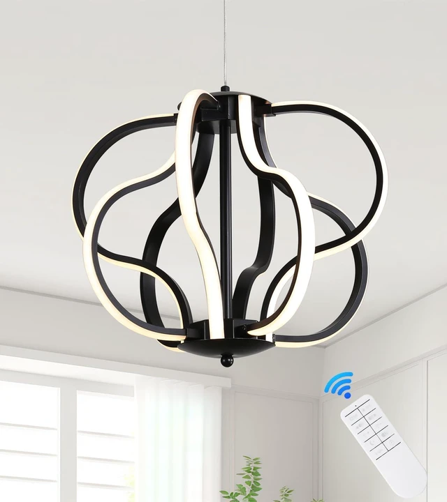 Main image of Modern Black LED Chandelier Ceiling Light Fixture, 8 Lights Hanging Pendant Lights for Dining Room Foyer Entryway Kitchen Living Room.