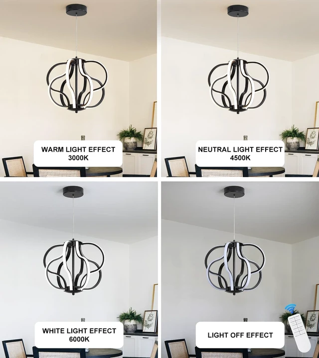 Alt view image 6 of 7 - Modern Black LED Chandelier Ceiling Light Fixture, 8 Lights Hanging Pendant Lights for Dining Room Foyer Entryway Kitchen Living Room.