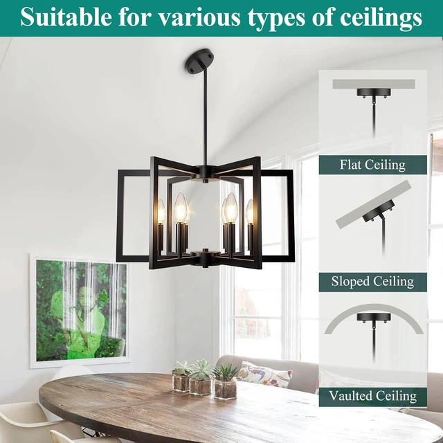 Alt view image 4 of 7 - Bairth 20"-62" Height Adjustable Black Kitchen Chandelier for Dining Room