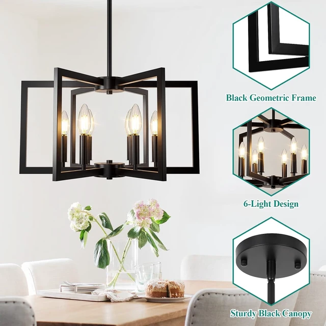Alt view image 6 of 7 - Bairth 20"-62" Height Adjustable Black Kitchen Chandelier for Dining Room