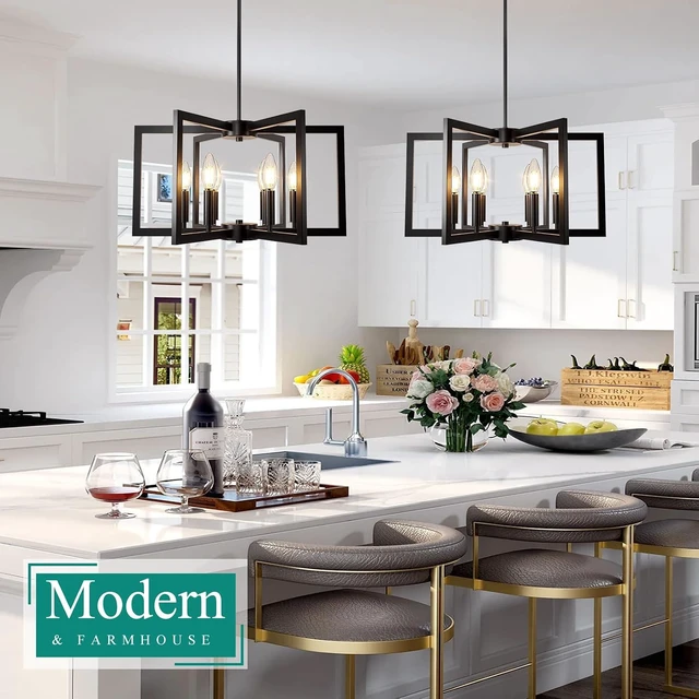 Alt view image 7 of 7 - Bairth 20"-62" Height Adjustable Black Kitchen Chandelier for Dining Room