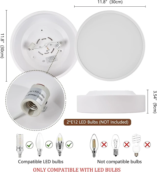 Alt view image 2 of 7 - 2-Light Modern White Flush Mount Ceiling Light 11.8 Inch