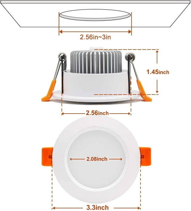 Alt view image 6 of 7 - 3 Inch LED Recessed Lighting, Dimmable Downlight 5W (40W Halogen Equivalent), CRI 80, 3000K Warm White, Ceiling Light with LED Driver (10 Pack)