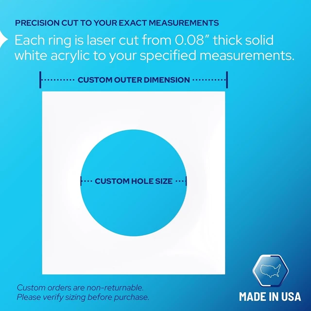 Alt view image 5 of 7 - KASTLITE Square/Round Goof Rings, Custom .080" Acrylic Trim Ring, 2-Pack