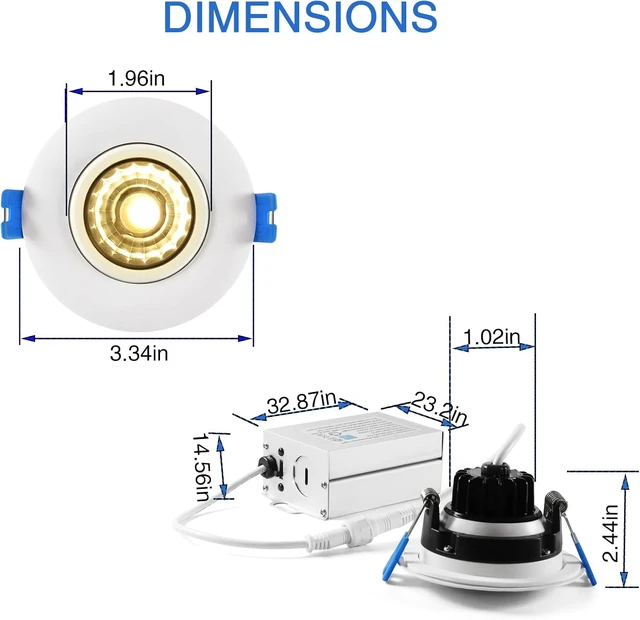 Alt view image 4 of 7 - 3 Inch Waterproof Recessed Shower Light, 9W LED Gimbal Recessed Lighting, 3CCT Adjustable Canless Ceiling Downlight for Bathroom, Kitchen, Bedroom