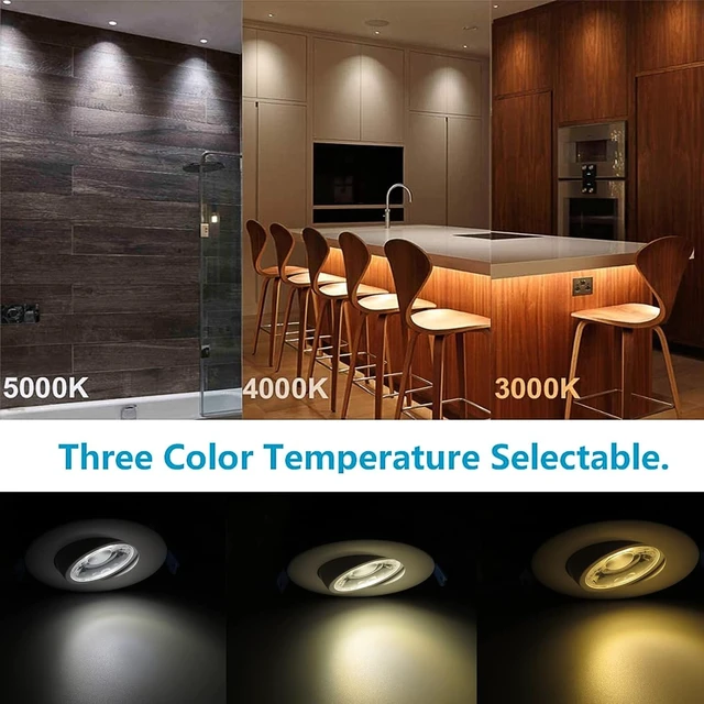 Alt view image 6 of 7 - 3 Inch Waterproof Recessed Shower Light, 9W LED Gimbal Recessed Lighting, 3CCT Adjustable Canless Ceiling Downlight for Bathroom, Kitchen, Bedroom