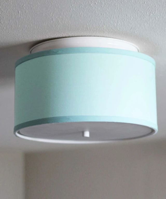 Alt view image 2 of 7 - Moderne Flush Mount Conversion Kit 14"w Island Paridise Blue Drum Lampshade