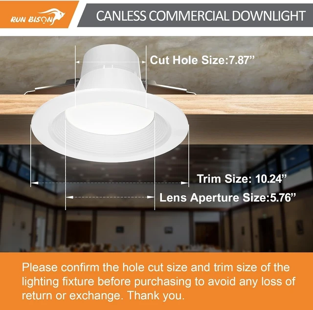 Alt view image 6 of 7 - 8 Inch Recessed LED Commercial Downlight with J-Box, 120-277V