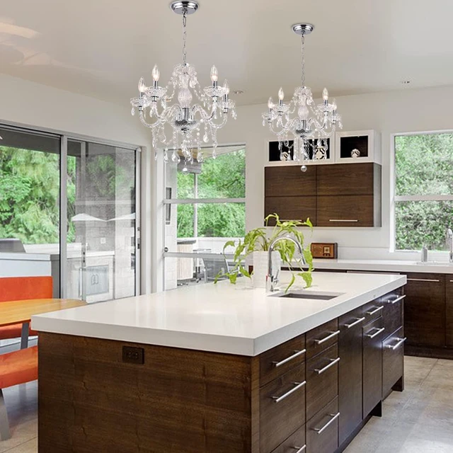 Alt view image 5 of 7 - Acrylic Crystal Clear Chandelier 5-Light Pendant Ceiling Lighting Fixture