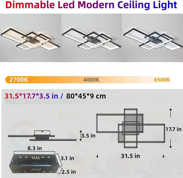 Alt view image 5 of 7 - 31 45W Modern Ceiling Light 3000-6500K Dimmable Kitchen Light Fixtures