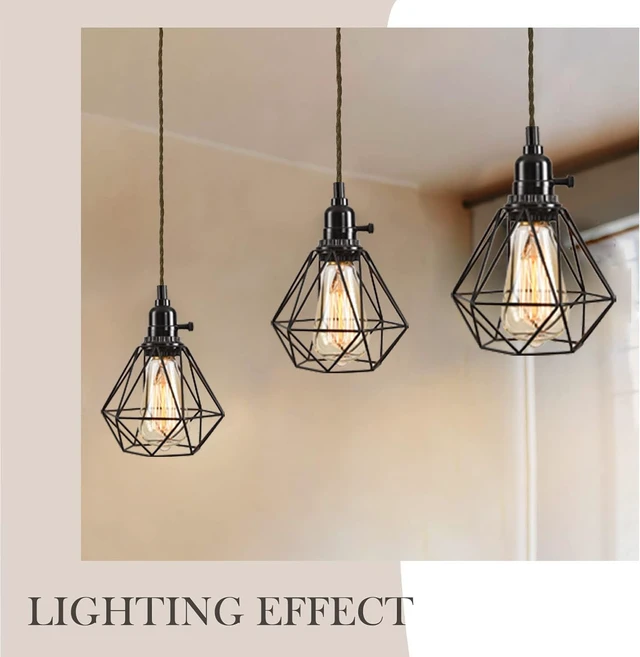 Alt view image 4 of 5 - 3-Light Hanging Light with Plug in Cord,Plug in Pendant Light 22ft Hemp Rope Pendant Lighting Vintage 3-Light Hanging Lamp Fixtures for Kitchen Island Living Room Bedroom