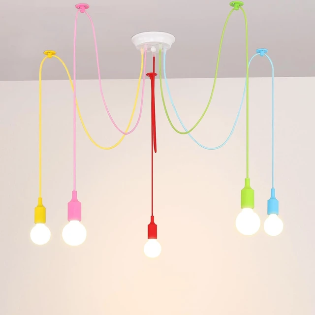 Alt view image 2 of 7 - Spider Colorful Pendant Light, 5-Light DIY Adjustable Kids Ceiling Lamp
