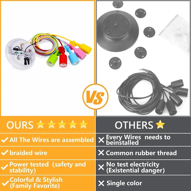 Alt view image 3 of 7 - Spider Colorful Pendant Light, 5-Light DIY Adjustable Kids Ceiling Lamp