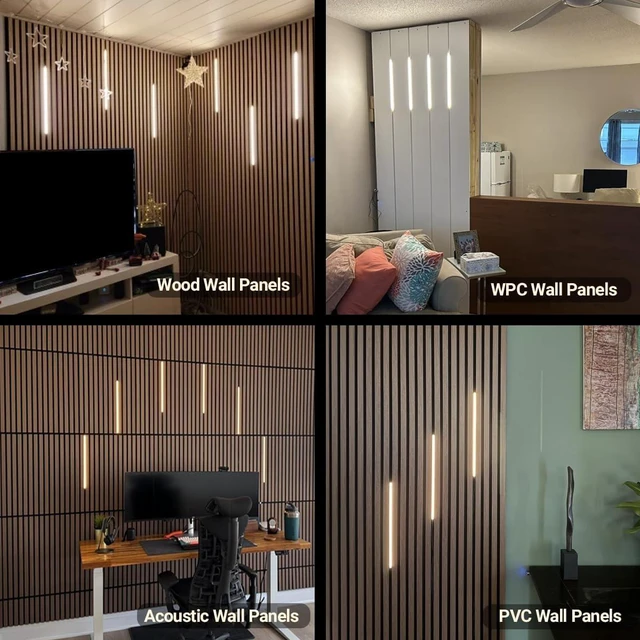 Alt view image 2 of 7 - HAMRVL Black LED Recessed Lighting Kit - 6 PCS 16-Inch 3000k Dimmable Warm White LED Lights with Touch Switch, Wall Panel Light for Wood Slat Wall Panels, Headboards, Stairs, Under Cabinet, Home Decor