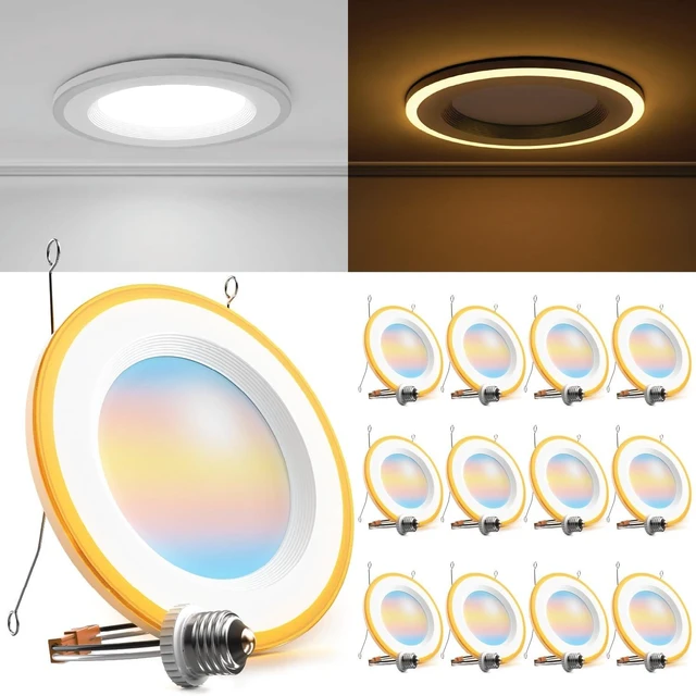 Main image of Sunco 12 Pack 5/6 Inch LED Recessed Light with Night Light, 5CCT