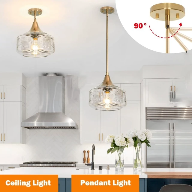 Alt view image 2 of 7 - Vintage Gold Pendant Light Adjustable Kitchen Pendant Lighting over Island