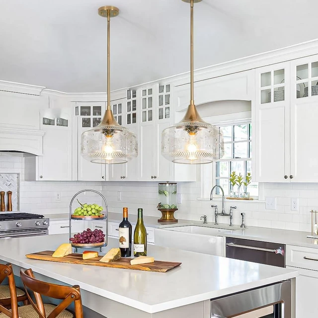 Alt view image 3 of 7 - Vintage Gold Pendant Light Adjustable Kitchen Pendant Lighting over Island