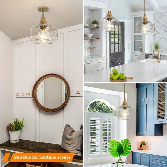 Alt view image 6 of 7 - Vintage Gold Pendant Light Adjustable Kitchen Pendant Lighting over Island
