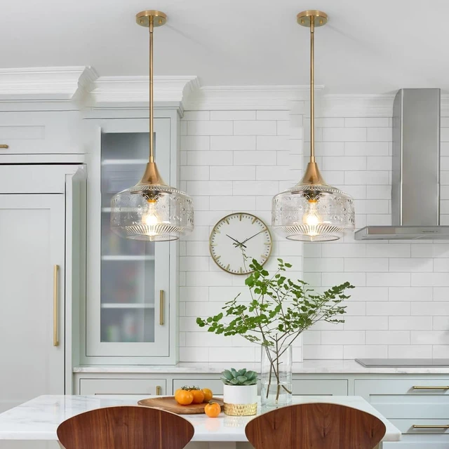 Alt view image 7 of 7 - Vintage Gold Pendant Light Adjustable Kitchen Pendant Lighting over Island