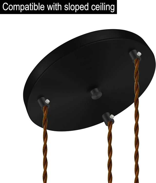 Alt view image 5 of 7 - 10 Inches Light Canopy Kit, Heavy Duty Replacement Ceiling Cover Plate & Mounting Hardware for 3-Light Cluster Pendant Lighting Fixture (Black)