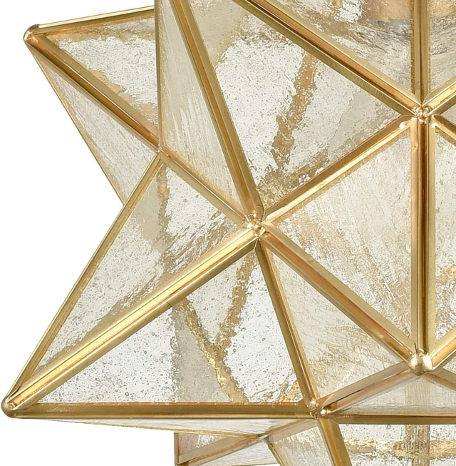 Alt view image 7 of 7 - DAYCENT Brass Moravian Star Pendant Lighting Seeded Glass Pendant Lights 13 1/2 inches