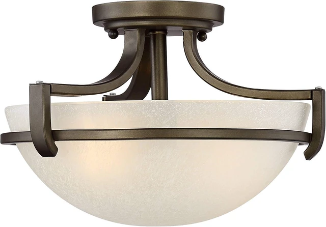 Alt view image 5 of 6 - Regency Hill Mallot 13" Wide Bronze Champagne Glass Ceiling Light Fixture