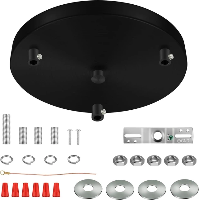 Main image of 10 Inches Light Canopy Kit, Heavy Duty Replacement Ceiling Cover Plate & Mounting Hardware for 3-Light Cluster Pendant Lighting Fixture (Black)