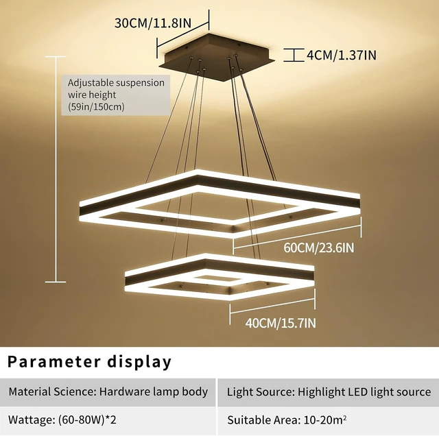 Alt view image 2 of 7 - Modern Ceiling Chandeliers, with Remote Control Dimmable 3 Color Mode & Brightness (Warm & Cool & Neutral Light) Ceiling Chandelier, Acrylic Anti-Flicker Dining Light Fixture for Kitchen