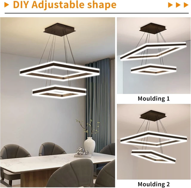 Alt view image 5 of 7 - Modern Ceiling Chandeliers, with Remote Control Dimmable 3 Color Mode & Brightness (Warm & Cool & Neutral Light) Ceiling Chandelier, Acrylic Anti-Flicker Dining Light Fixture for Kitchen