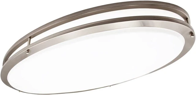 Main image of Maxxima 32" Oval Satin Nickel Flush Mount Ceiling Light, 3 CCT, 5500 Lumens