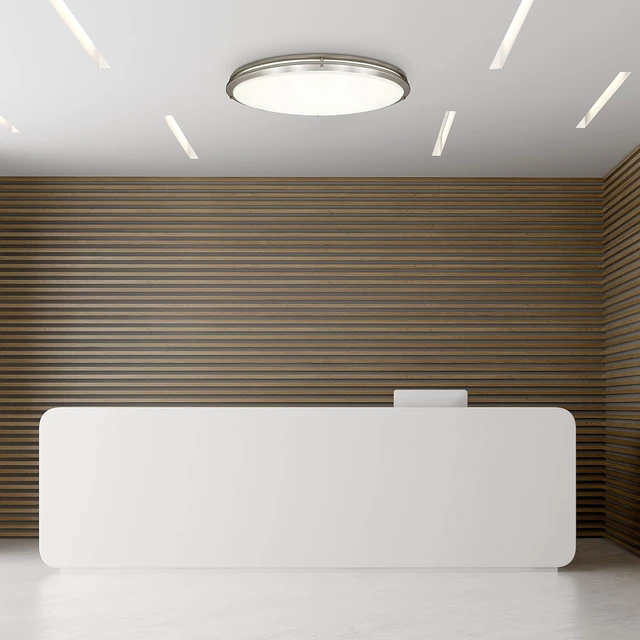 Alt view image 4 of 6 - Maxxima 32" Oval Satin Nickel Flush Mount Ceiling Light, 3 CCT, 5500 Lumens