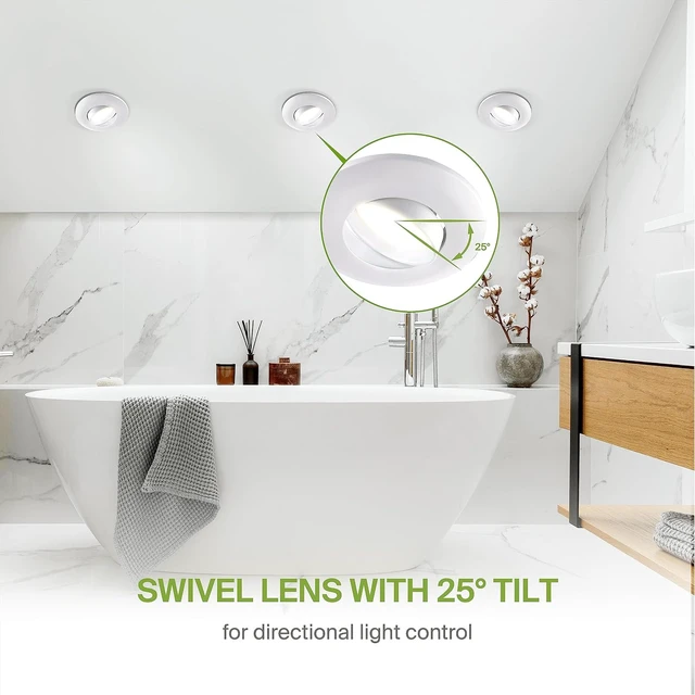 Alt view image 4 of 7 - ASD 6 Inch Gimbal Retrofit LED Recessed Light 5000K Daylight 6" Can Downlights 15W 120V High Brightness 1060 Lm Dimmable, Replacement White Trim Eyeball LED Lights, CRI 90, ETL 12 Pack