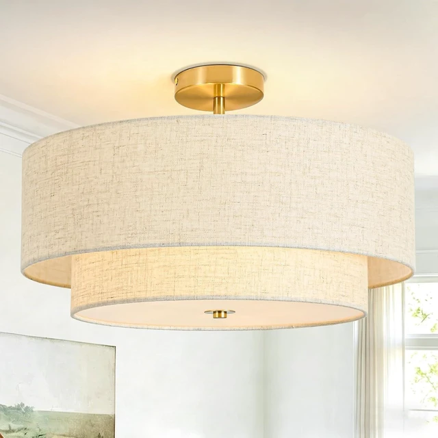 Main image of 19.7" Semi Flush Mount Ceiling Light, 4-Light Drum Ceiling Light Fixture