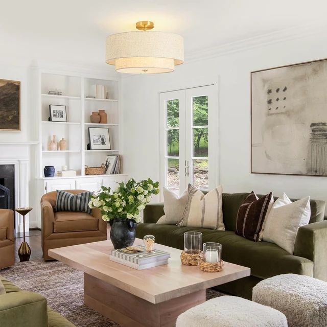 Alt view image 4 of 7 - 19.7" Semi Flush Mount Ceiling Light, 4-Light Drum Ceiling Light Fixture