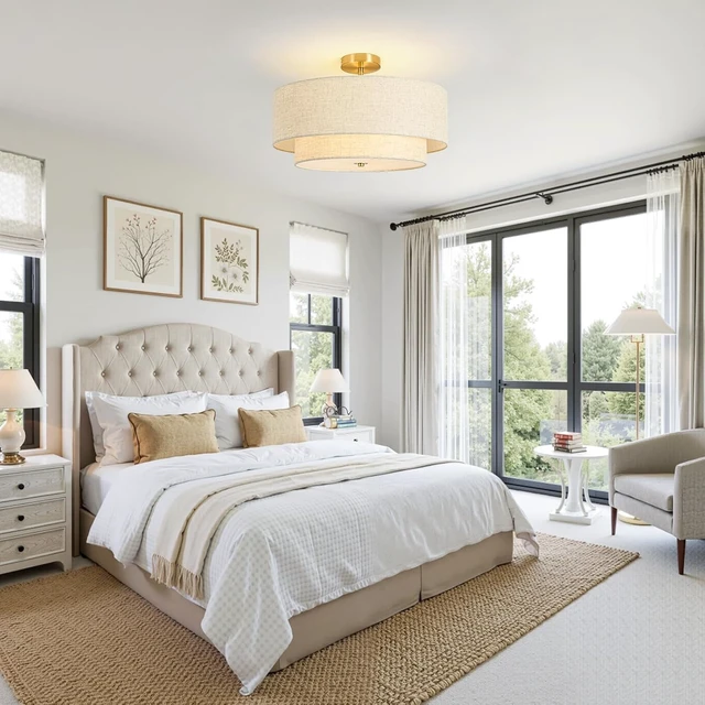 Alt view image 5 of 7 - 19.7" Semi Flush Mount Ceiling Light, 4-Light Drum Ceiling Light Fixture