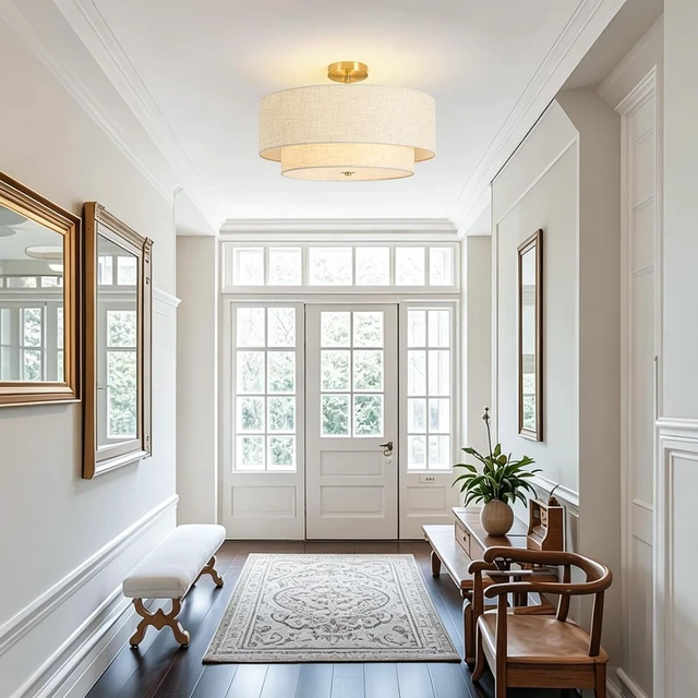 Alt view image 6 of 7 - 19.7" Semi Flush Mount Ceiling Light, 4-Light Drum Ceiling Light Fixture