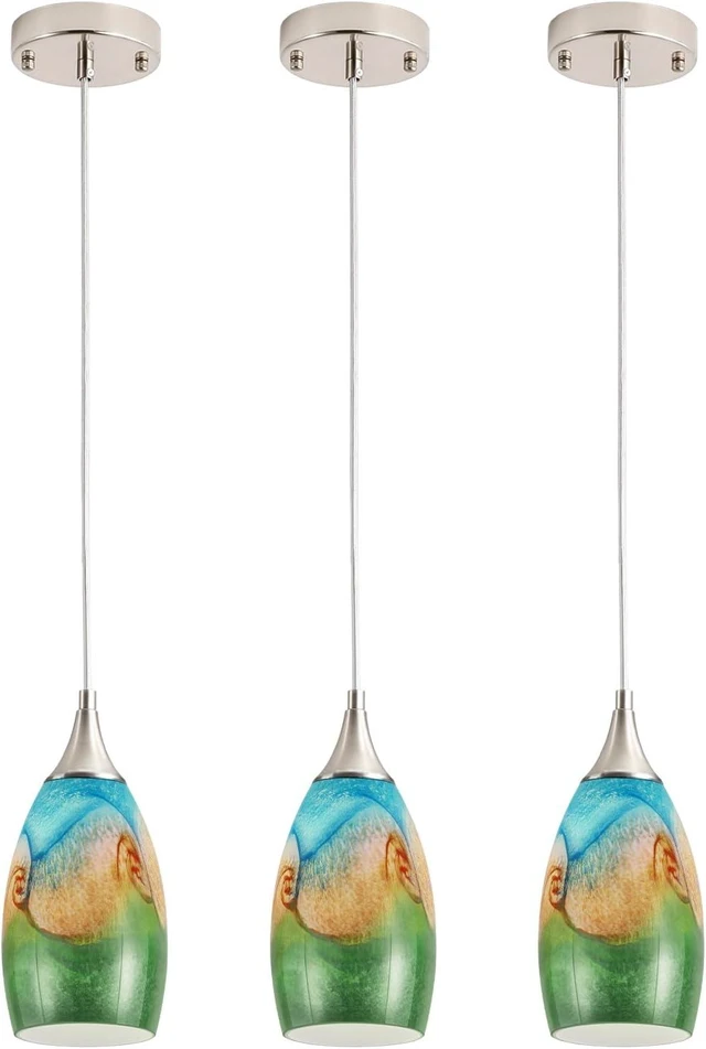 Main image of GLADFRESIT Kitchen Glass Pendant Lighting for Island, 3 Pack