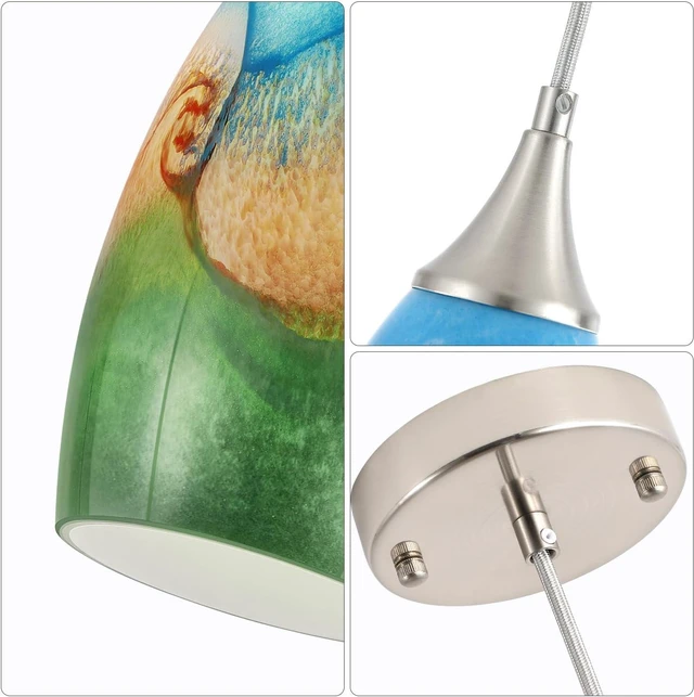 Alt view image 4 of 7 - GLADFRESIT Kitchen Glass Pendant Lighting for Island, 3 Pack