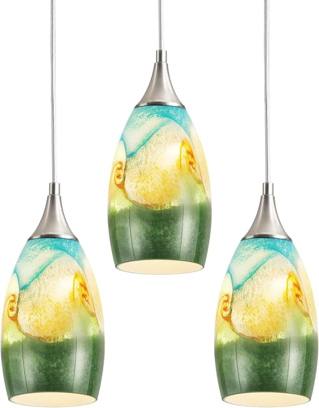 Alt view image 6 of 7 - GLADFRESIT Kitchen Glass Pendant Lighting for Island, 3 Pack