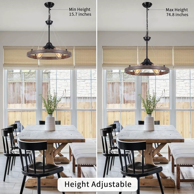 Alt view image 2 of 6 - 4 Lights Wagon Wheel Chandelier Light Fixture Farmhouse Chandeliers