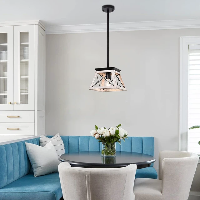 Alt view image 5 of 7 - Farmhouse Pendant Light Kitchen Island, One Light Metal Hanging Light Fixture, Industrial Over Sink Light Fixture, Trapezoidal Shape Rustic Kitchen Light for Dining Room, Entryway, Hallway