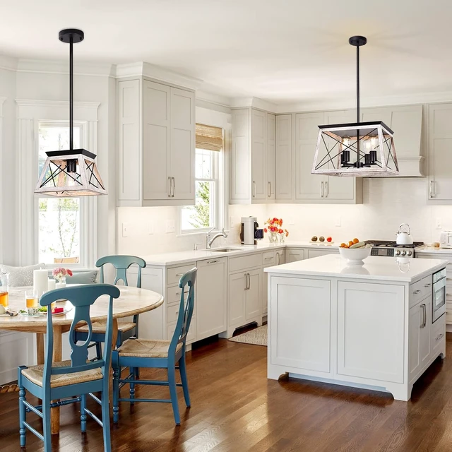 Alt view image 7 of 7 - Farmhouse Pendant Light Kitchen Island, One Light Metal Hanging Light Fixture, Industrial Over Sink Light Fixture, Trapezoidal Shape Rustic Kitchen Light for Dining Room, Entryway, Hallway