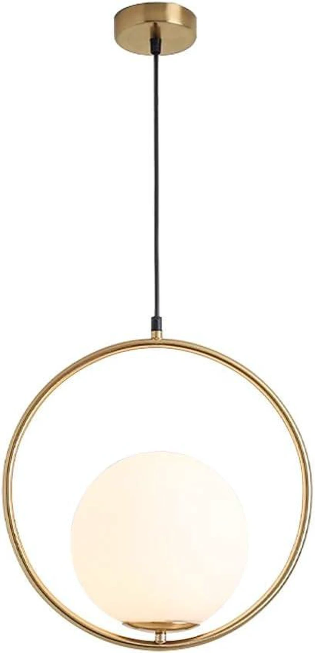 Main image of KCO Modern 13.8 Brushed Gold Circle Pendant Light with 7.9 Globe Shade