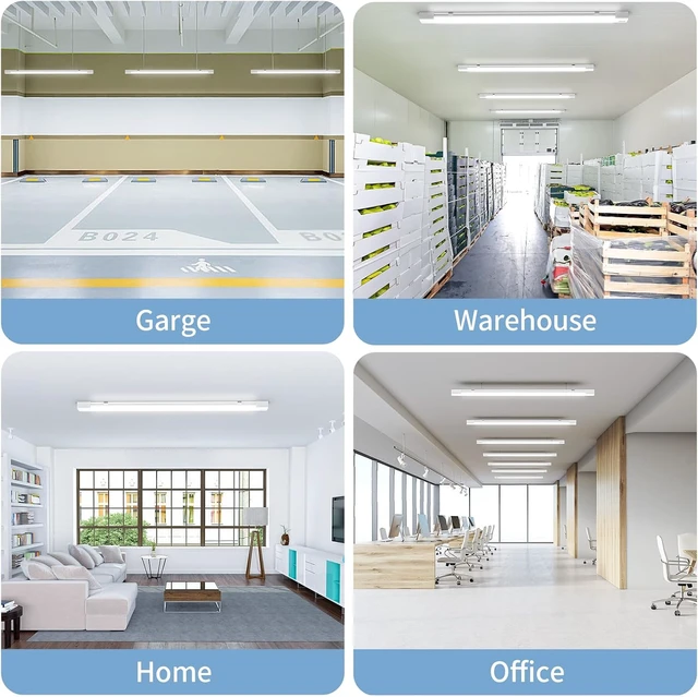 Alt view image 7 of 7 - Airand 4FT Plug in Ceiling Light, Linkable 5000K LED Shop Lights with ON/Off Switch, 36W 3600LM Garage Light Fixture, IP66 Waterproofing Tube Light for Bathroom, Workshop, Office, Basement